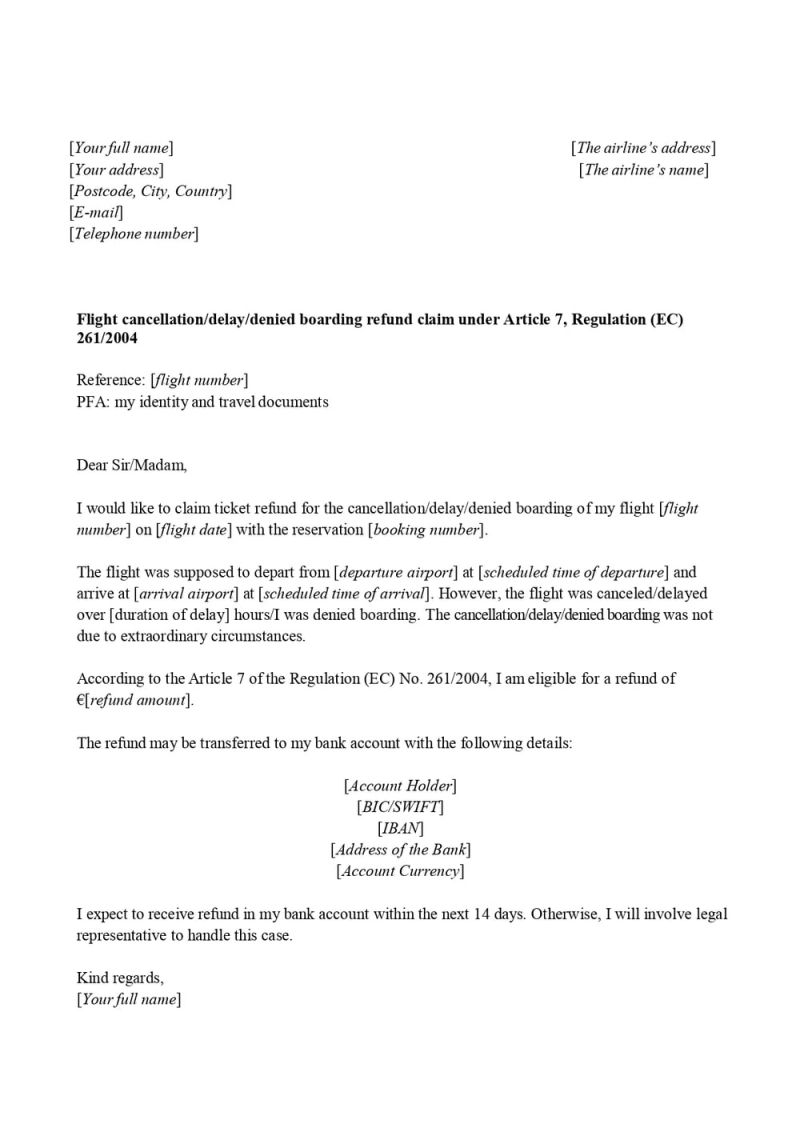 Sample Complaint Letter To Airline For Refund AirAdvisor